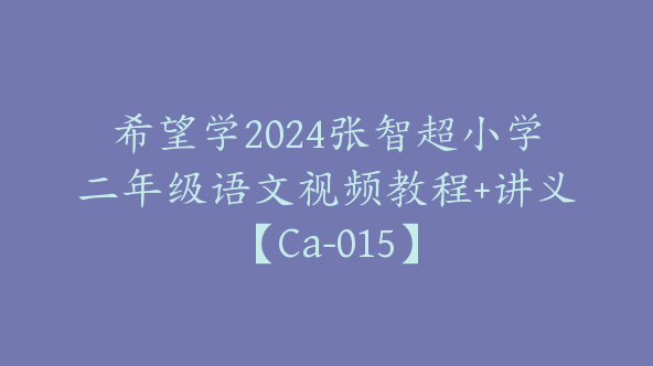 希望学2024张智超小学二年级语文视频教程+讲义【Ca-015】