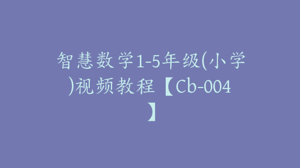 智慧数学1-5年级(小学)视频教程【Cb-004】