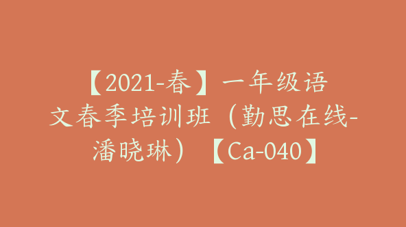 【2021-春】一年级语文春季培训班（勤思在线-潘晓琳）【Ca-040】