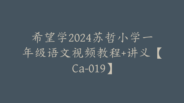 希望学2024苏哲小学一年级语文视频教程+讲义【Ca-019】