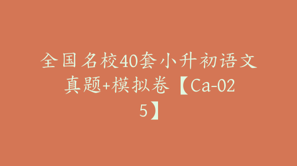 全国名校40套小升初语文真题+模拟卷【Ca-025】