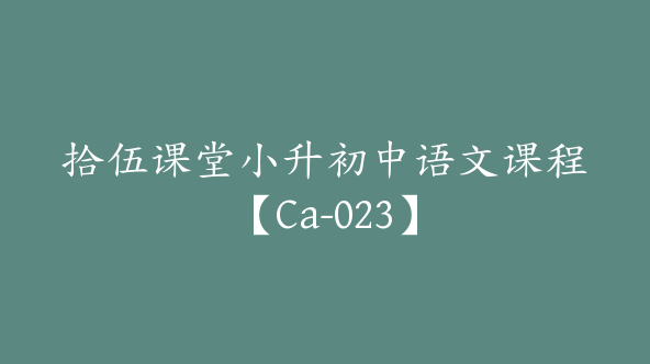 拾伍课堂小升初中语文课程【Ca-023】