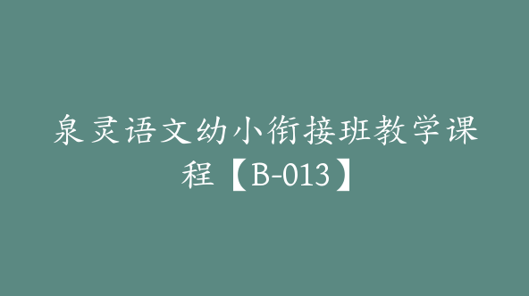 泉灵语文幼小衔接班教学课程【B-013】