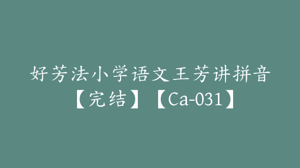 好芳法小学语文王芳讲拼音【完结】【Ca-031】